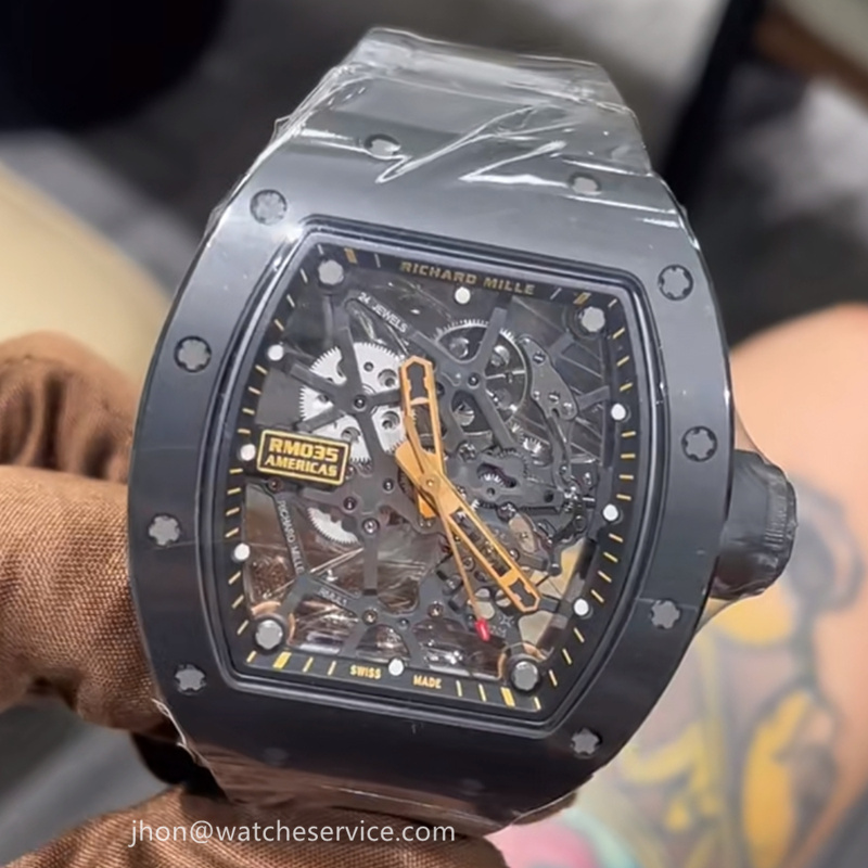 Full front view showcasing the high tech luxury sports watch design indoors