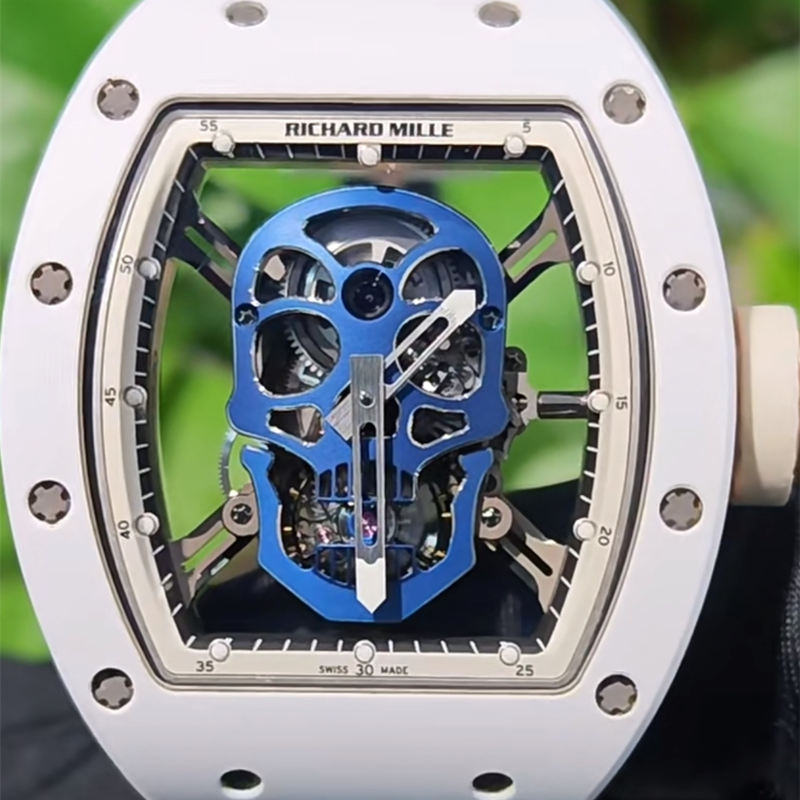 Blue Skull White Ceramic Super Clone RM 52 01 Tourbillon
