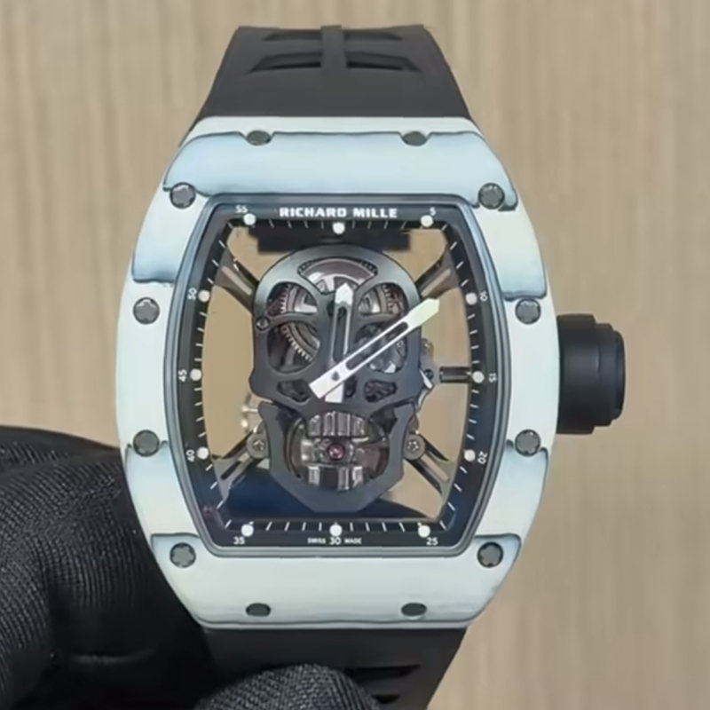 White Quartz Super Clone RM 52 01 Skull Tourbillon