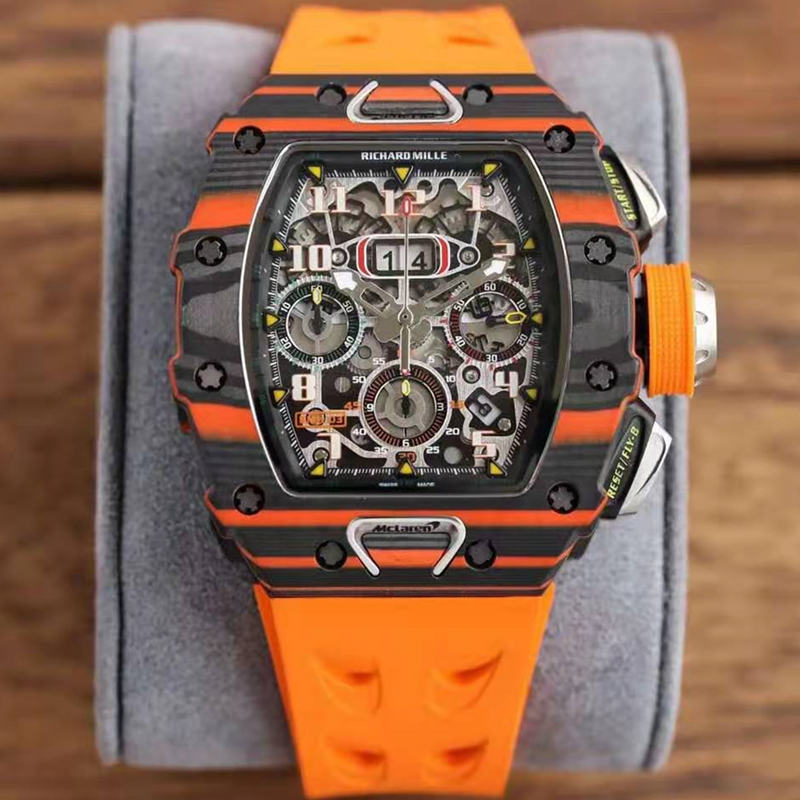 Flyback Chronograph Super Clone RM 11-03 Mclaren Orange TPT Carbon