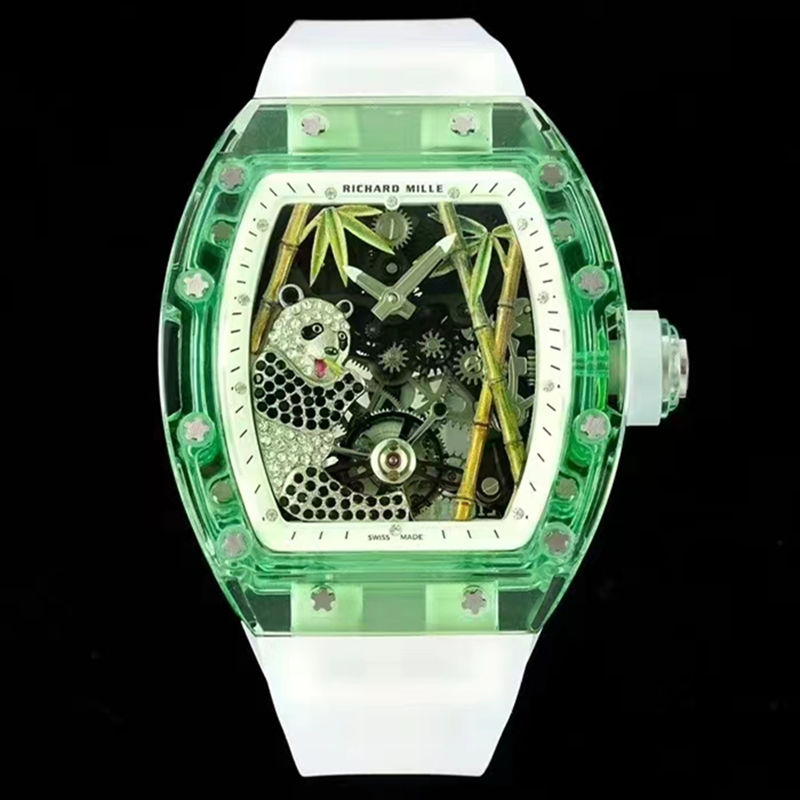 Green Sapphire Panda Super Clone RM 26 01 Real Tourbillon