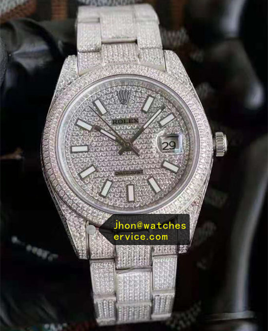 Full Diamonds 41MM Datejust White Hour Markers