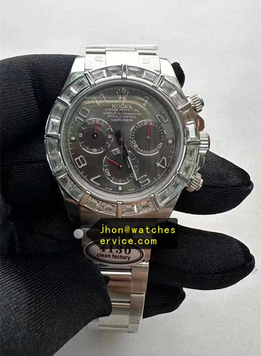 Daytona White Gold Grey Arabic Dial Diamond Bezel