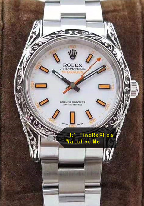 White Dial Rolex Milgauss 116400-72400 Carving Art